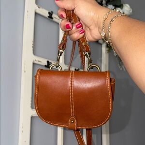 Liz Claiborne Cognac Brown Leather Crossbody Bag